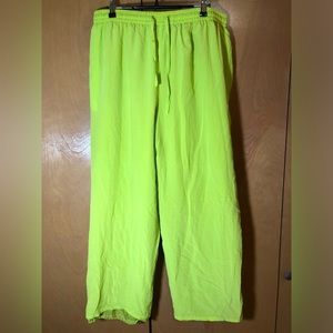 Vintage Diane Gilman Lime/Neon Green Wide Legged Long Pants 100% Silk